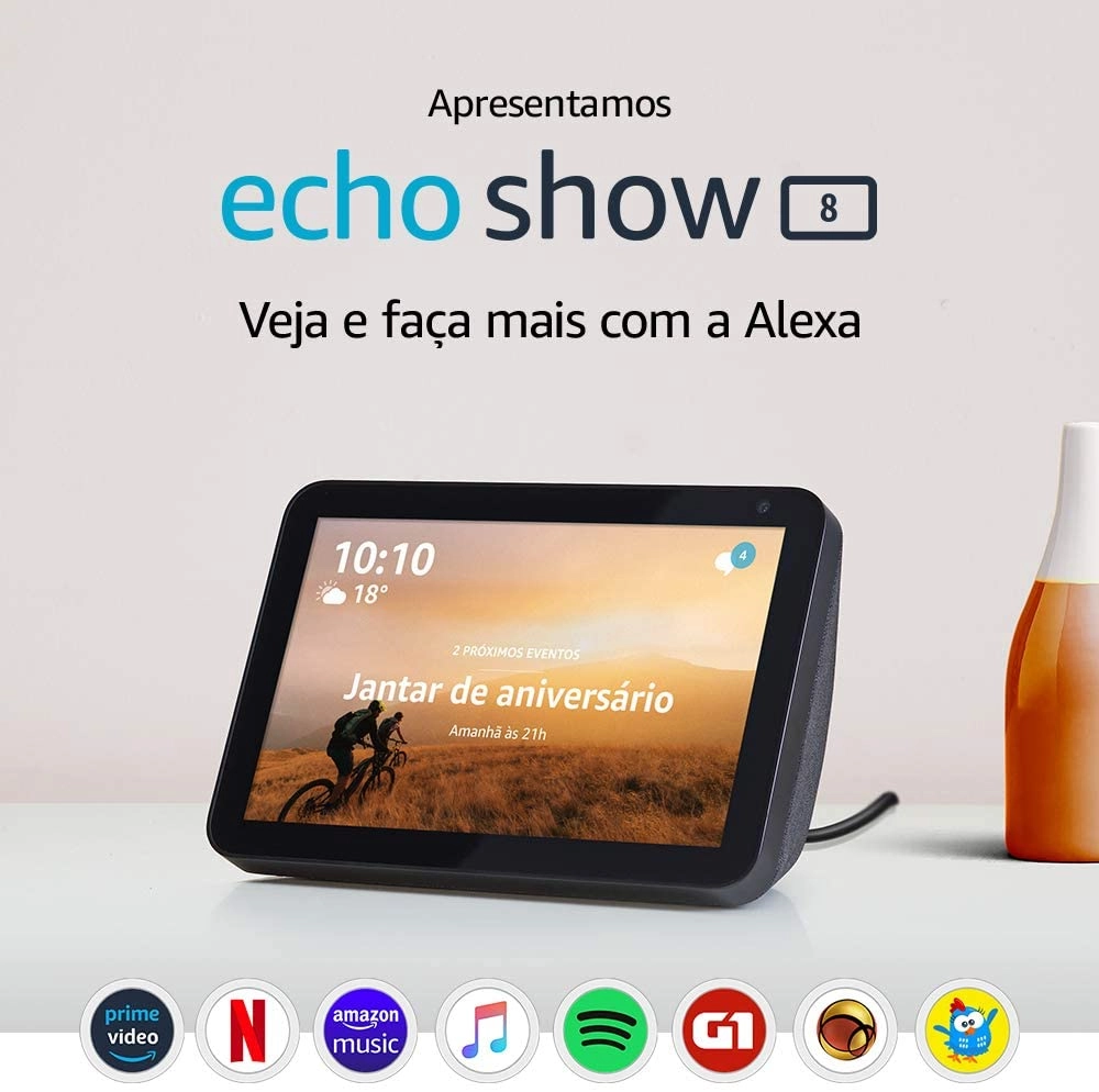 Echo Show 8 (1ª Geração): Smart Speaker com tela de 8″ e Alexa
